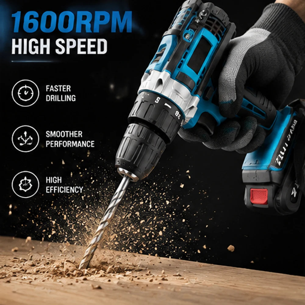 Taladro Atornillador Inalámbrico 21V con 2 Baterías