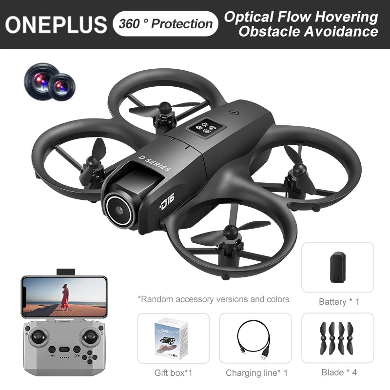 D16-8K HD-Negro Color Drone Cámara 8K con GPS y Evitación de Obstáculos