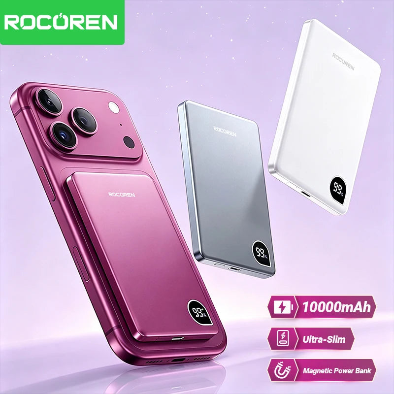 Power Bank Magnético 10000mAh 20W con Carga Inalámbrica