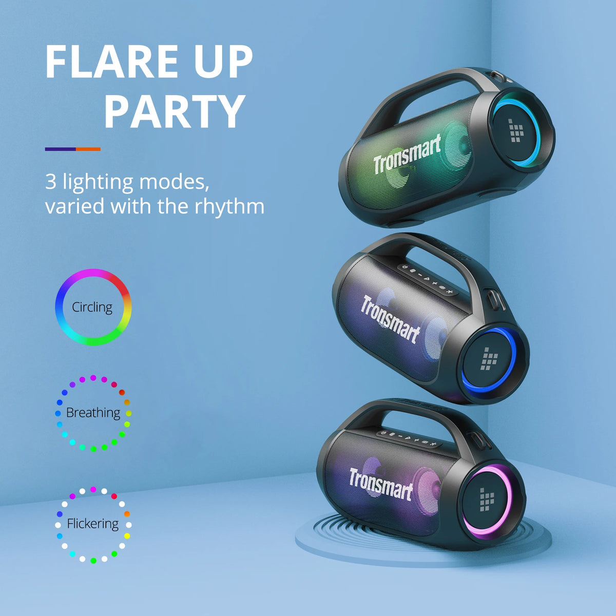 Altavoz Bluetooth Portátil con Graves Potentes y 24 h