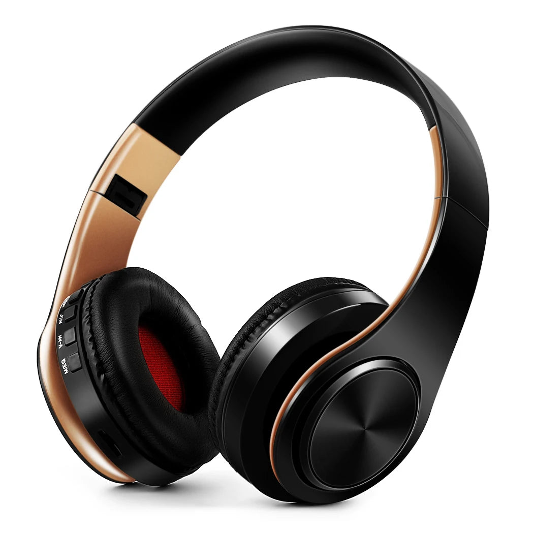Oro negro Color Auriculares Bluetooth Inalámbricos con FM y Tarjeta SD