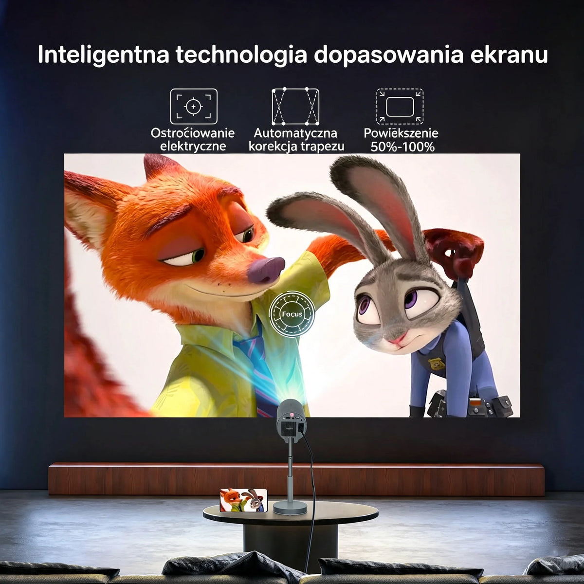Mini Proyector Inteligente 1080P Soporta 4K con Wi‑Fi