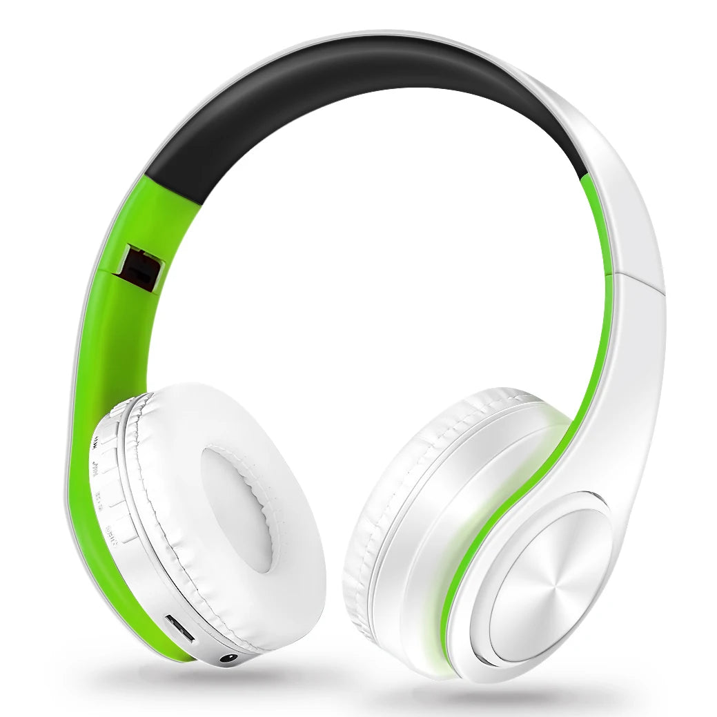 Verde blanco Color Auriculares Bluetooth Inalámbricos con FM y Tarjeta SD