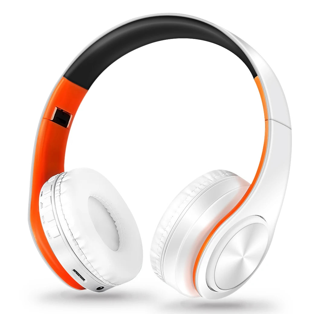 Naranja blanco Color Auriculares Bluetooth Inalámbricos con FM y Tarjeta SD