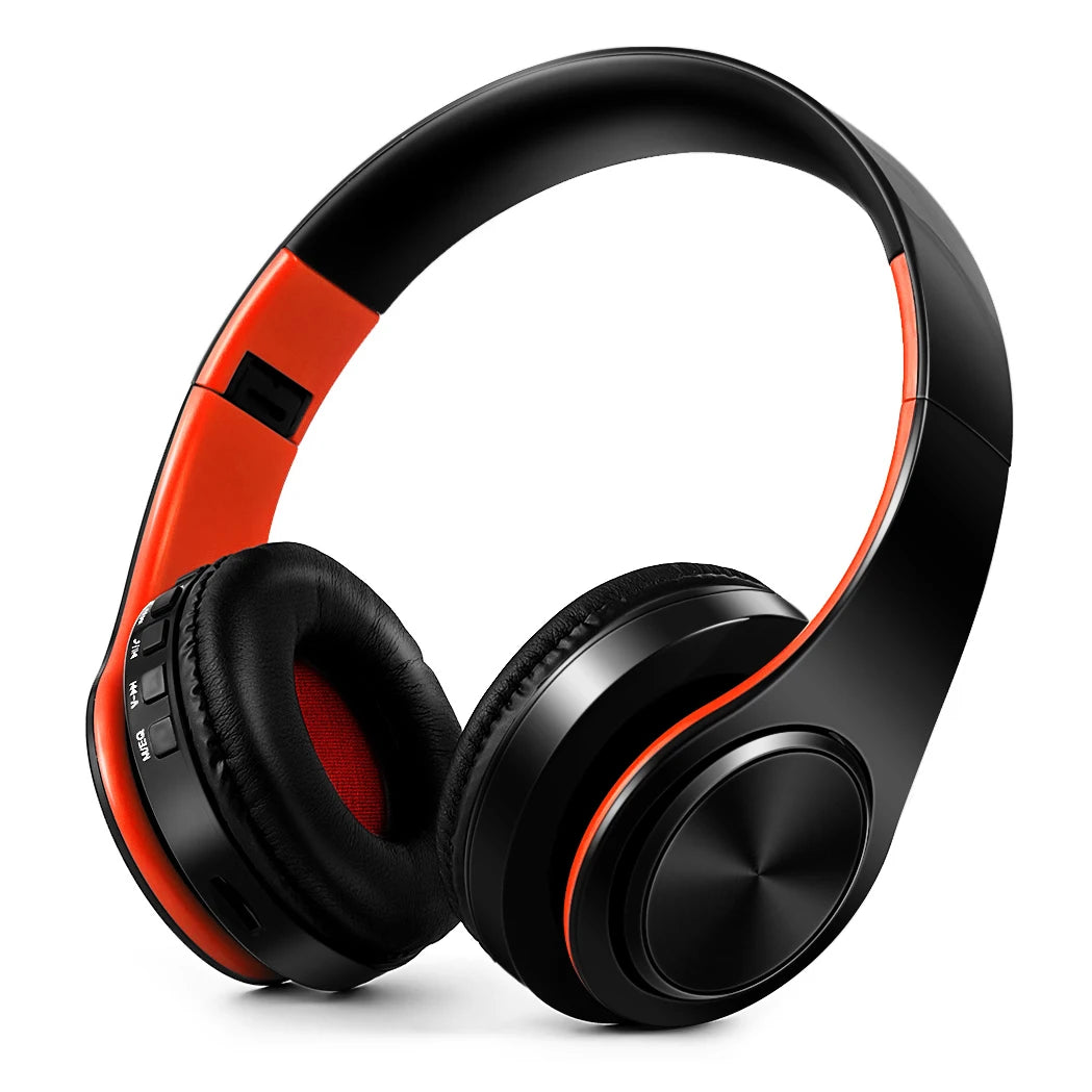 Naranja negro Color Auriculares Bluetooth Inalámbricos con FM y Tarjeta SD