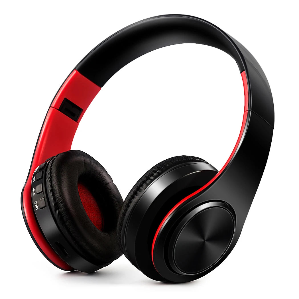 Rojo negro Color Auriculares Bluetooth Inalámbricos con FM y Tarjeta SD