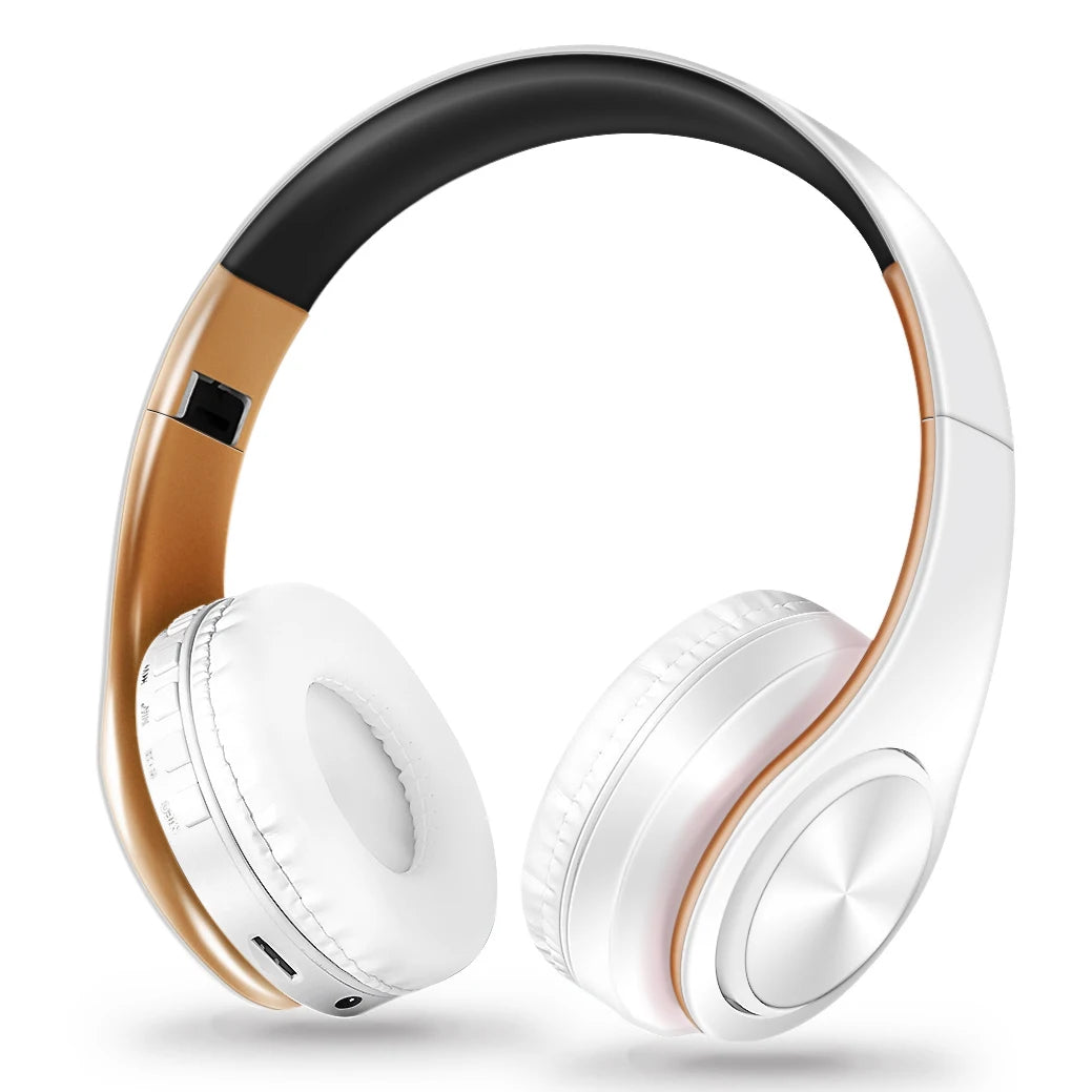 Oro blanco Color Auriculares Bluetooth Inalámbricos con FM y Tarjeta SD
