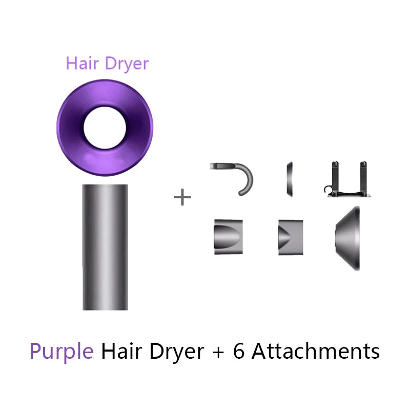 Púrpura 6 accesorios Color Secador De Pelo Iónico 5 En 1 Con Difusor Profesional
