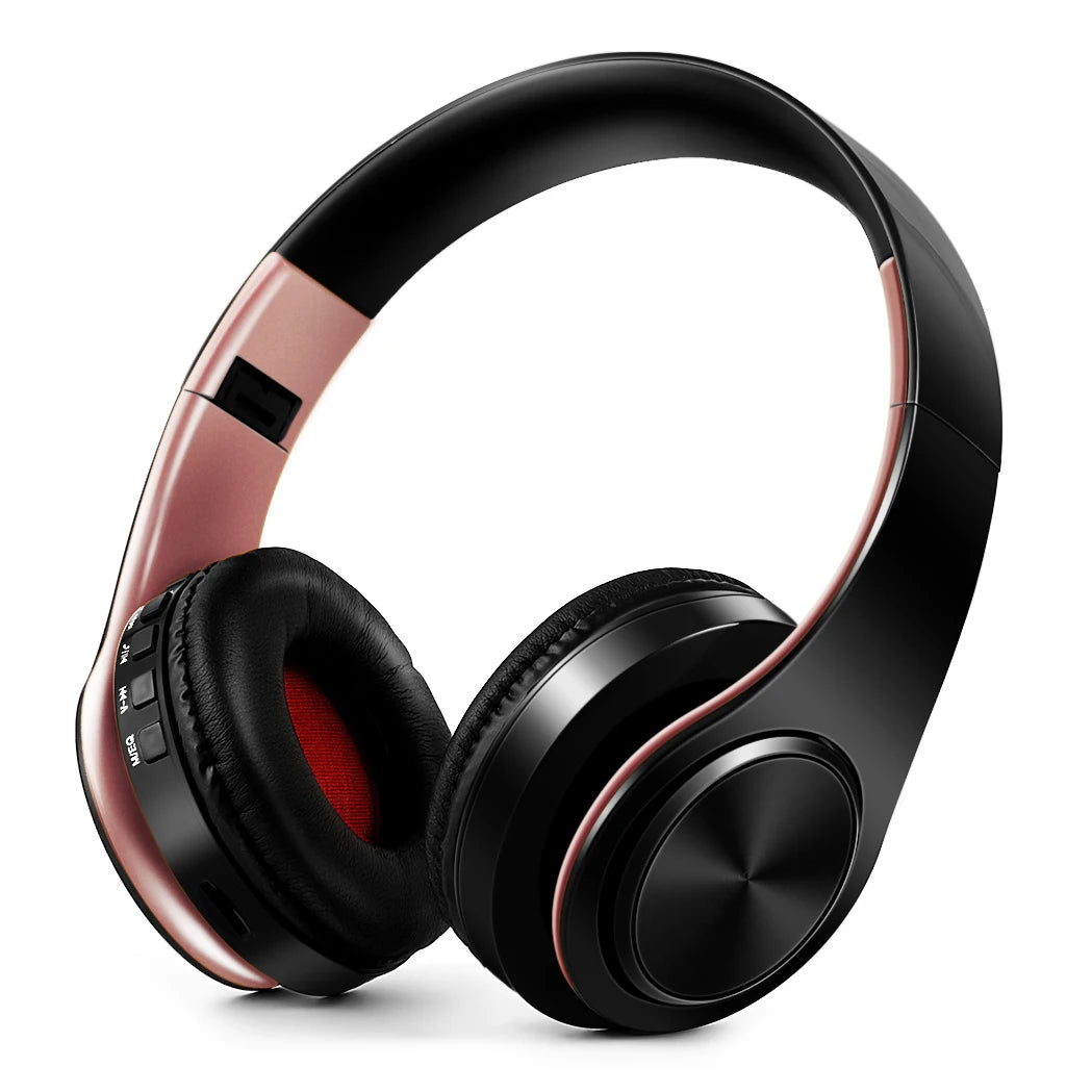 Oro rosa negro Color Auriculares Bluetooth Inalámbricos con FM y Tarjeta SD