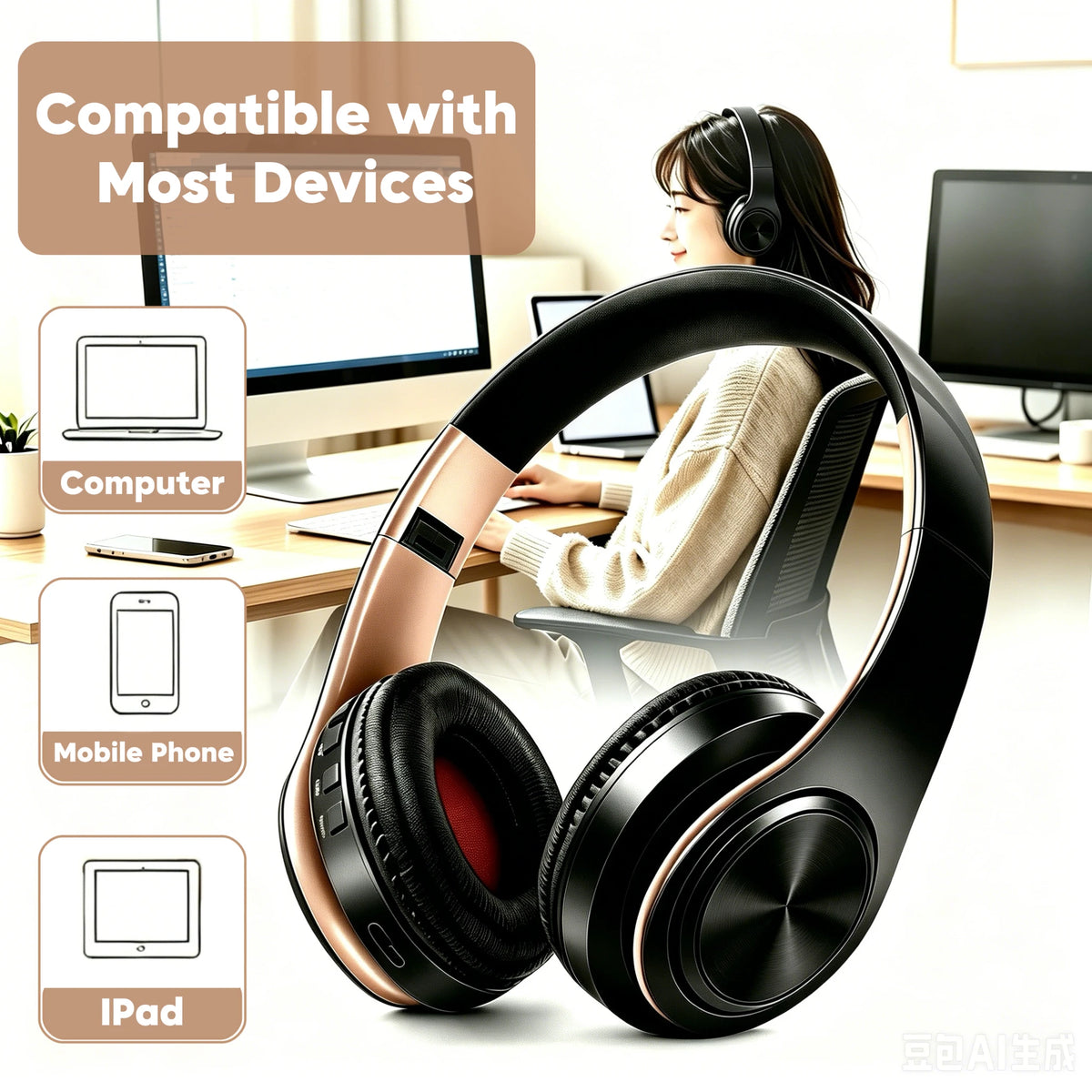Auriculares Bluetooth Inalámbricos con FM y Tarjeta SD