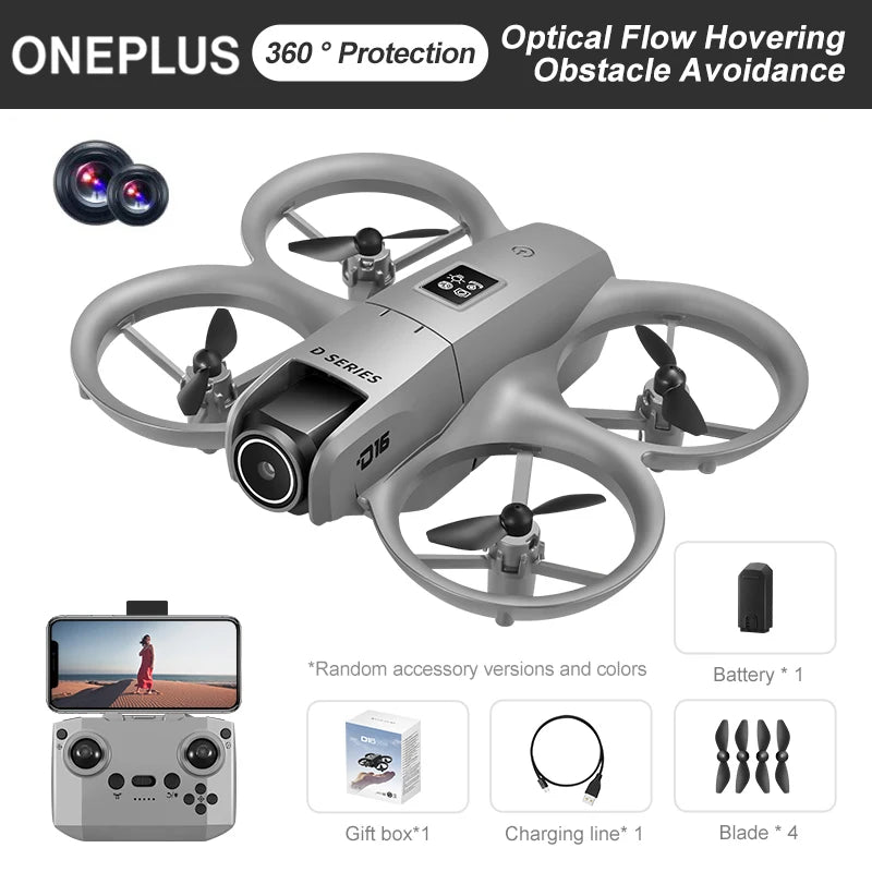 D16-8K HD-Gris Color Drone Cámara 8K con GPS y Evitación de Obstáculos