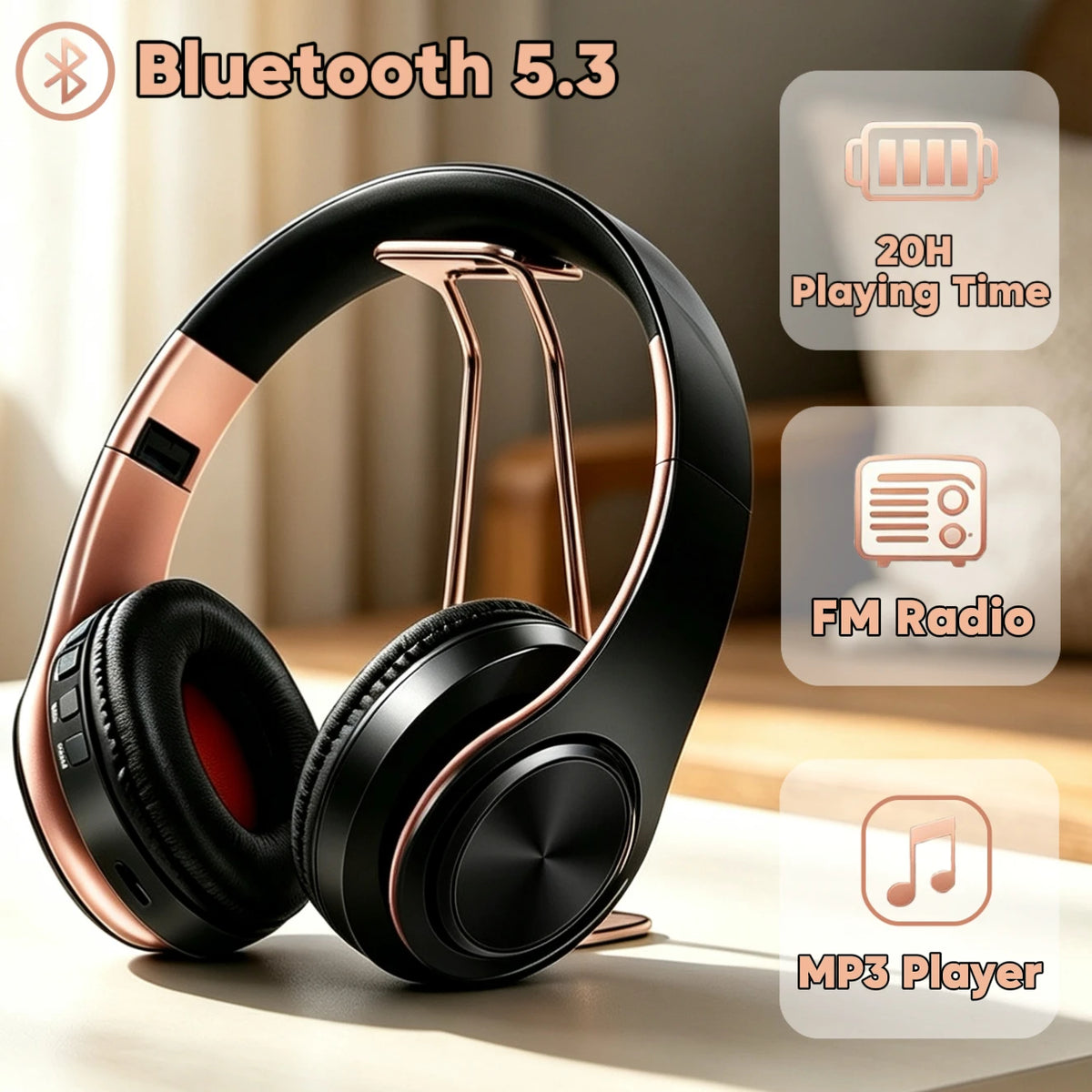 Auriculares Bluetooth Inalámbricos con FM y Tarjeta SD