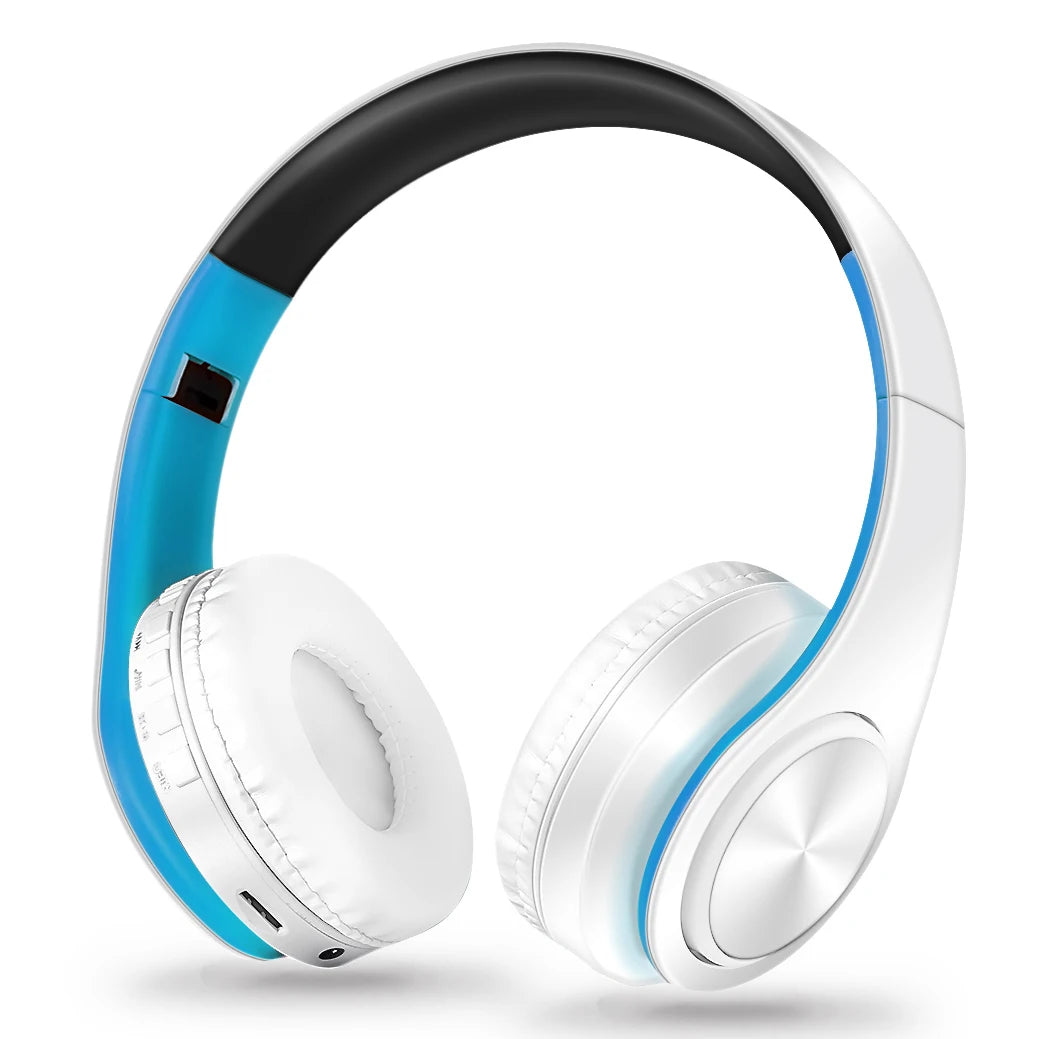 Azul blanco Color Auriculares Bluetooth Inalámbricos con FM y Tarjeta SD